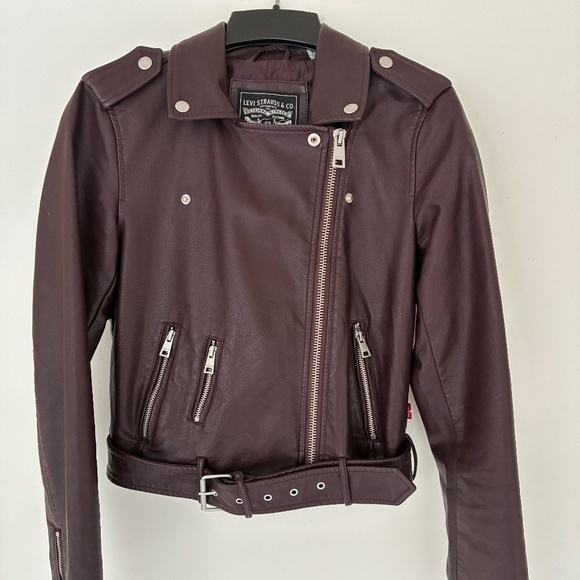Levi's Faux Leather Moto Jacket XS Burgundy - Picture 1 of 10